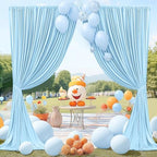 20 x 10ft Wrinkle Free Dusty Blue Backdrop Curtains for Parties Weddings, Thick Silky Polyester Fabric Backdrop Drapes, 4 Panels 5X 10 ft Photo Background Cloth for Birthday Gender Reveal Photography - Image 7