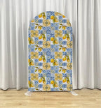 Curved Top Arch Cover Backdrop 4x7ft Mediterranean Portuguese Patchwork Tile Theme Spandex Background for Birthday Wedding Shower Banquet Porcelain Party Decoration - Image 3
