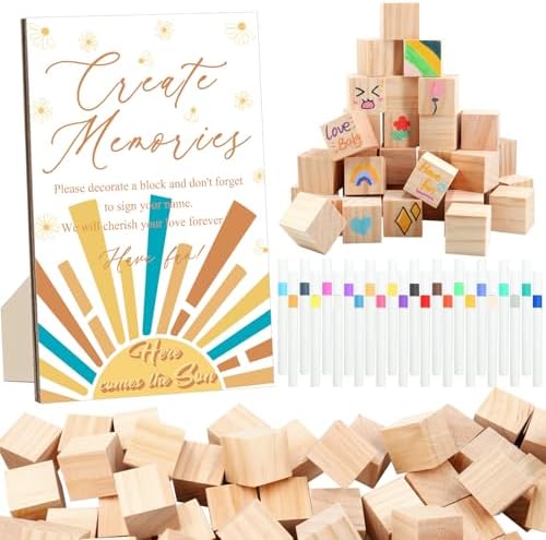 97 Pcs Sun Baby Shower Games Sign Kit, Sun Theme Party Decoration, Including Game Sign DIY Blank Wooden Block Painting Pen to Draw Your Idea for Sun Baby Shower Party Game Gender Reveal Party by ZCPTZ