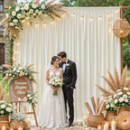 10x10FT Backdrop Curtains with Rod Pockets - Wrinkle Free Photo Stage Backdrop 2 Panels Curtains Drapes for Photography Wedding Party Baby Shower Decorations (Beige) - Image 2