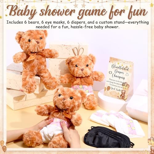 Simgoing 19 Pcs Bear Diaper Changing Game Supplies, Elegant, Dark Brown - Image 3