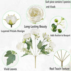 Peonies Artificial Flowers Bouquet, Lifelike Silk Fake Peonies with Stems for Home Table Centerpieces, Wedding, Party & DIY Bridal Floral Arrangements (12, White) - Image 4