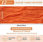 YMHPRIDE 12 Pack Cheesecloth Table Runner 35x120in Orange Table Runner - Image 2