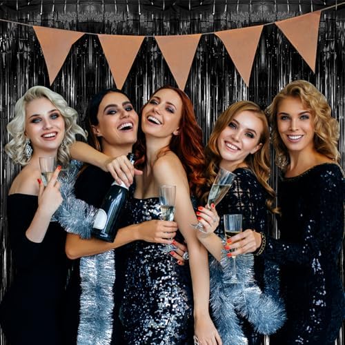 20 Pack Foil Curtain Backdrop Black Metallic Tinsel Foil Fringe Curtains Photo Booth Props for Birthday Wedding Engagement Baby Shower Bachelorette Christmas Holiday Celebration Party Decorations - Image 5