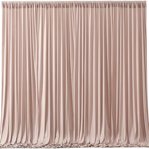 Nude Blush Backdrop Curtains-Wrinkle-Free Polyester Photography Drapes Party Curtain Background for Baby Shower Wedding Decorations- 16 X10FT by WishCare