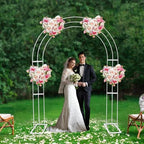 8.53Ft White Metal Wedding Arch Backdrop Stand with Base, Balloon Arch Stand Gold Backdrop Stand for Wedding Ceremony Bridal Baby Shower Photo Booth Party Decor (3-Layer White Wedding Arch) - Image 3