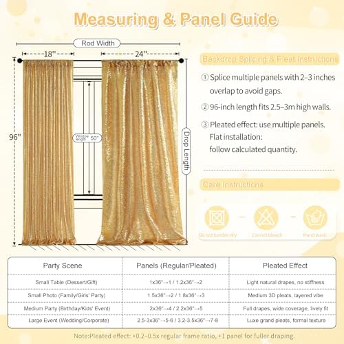 Gold Curtains Backrop for Wedding Parties: 3ftx8ft Gold Sequin Backdrop - Image 3