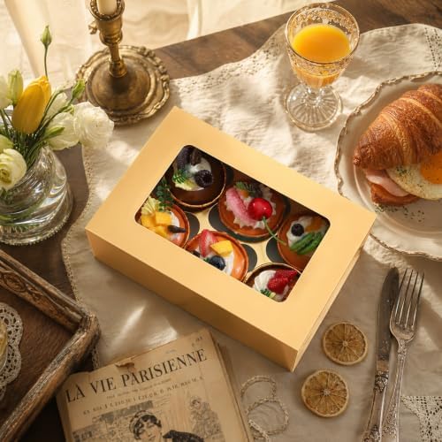 25 Gold Cupcake Boxes 6 Count with Window, Cupcake Containers - Image 2