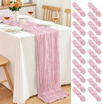 20 Pack Light Pink Cheesecloth Table Runner, 17x108 Inch Semi Sheer Boho Gauze Cheese Cloth Fabric Table Runners for Wedding Party Baby Shower Birthday Garden Farmhouse Table Decor by Yemosa