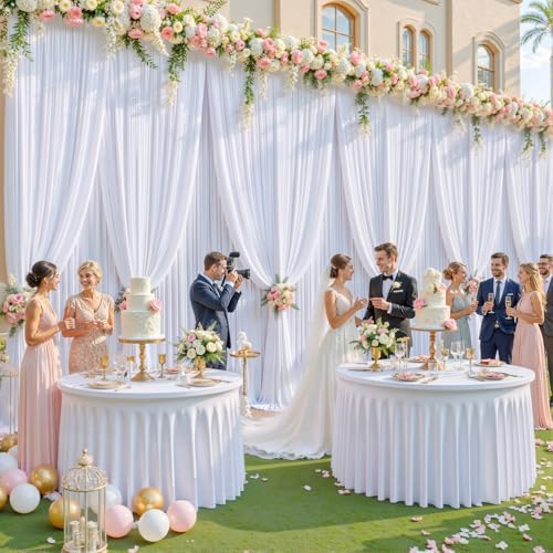 50ft x 10ft Wrinkle Free White Wedding Backdrop Curtains for Party Bridal Shower Reception Decorations White Fabric Curtain Backdrops Drapes for Photography Baby Shower Birthday Background by Tao-GePartyDecorations