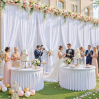 40ft x 10ft Wrinkle Free White Wedding Backdrop Curtains for Party Bridal Shower Reception Decorations White Fabric Curtain Backdrops Drapes for Photography Baby Shower Birthday Background - Image 2