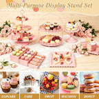10 Pcs Pink Cake Stand Set Metal Cupcake Stands, Multiple Styles Dessert Display Tower for Candy Fruit, Cake Serving Trays for Birthday, Wedding, Anniversary, Baby Shower, Engagement Party - Image 4