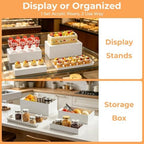 Buffet Risers, 4PCS Glossy White Acrylic Food Risers for Party Table, Rectangle Display Riser Stand with Hollow Box for Dessert Catering Drink Supply, Scalloped Acrylic Serving Tray for Cupcake - Image 5