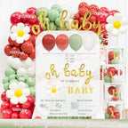 Costova Apple Baby Shower Decorations, Apple Of Our Eye Party Supplies with Balloon Boxes Red White & Green Balloons Apple Pattern Backdrop - Image 3
