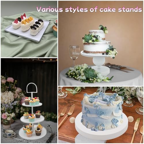 Set of 7 White Cake Stands Metal Dessert Display Holder Table Decor - Image 3