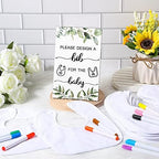 Qunclay 37 Pcs Baby Shower Design Bibs Game with DIY Bib Marker, Leaf - Image 4