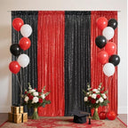 Eternal Beauty Black & Red Sequin Backdrop Curtains, 4 Panels 2x8FT - Image 5