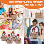 Tioncy 6 Set Woven Bamboo Gift Baskets with Handles Empty,Yellow - Image 4