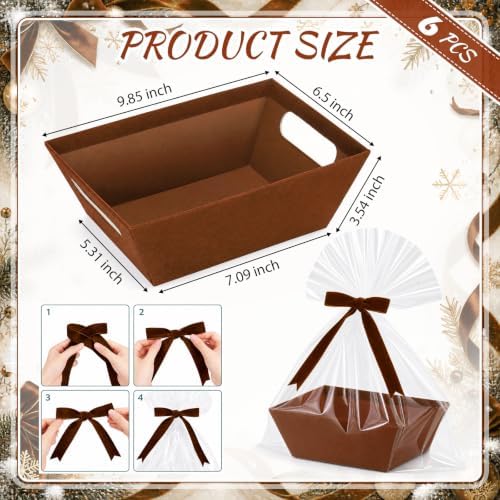 Mimorou 6 Pack Velvet Baskets for Gifts Empty to Fill, Coffee Gift Baskets - Image 2