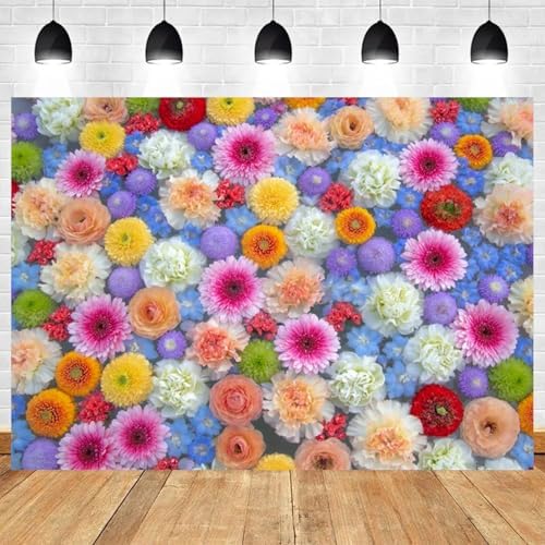 12x6ft Colorful Floral Photography Backdrop Flowers Background Vibrant Multicolor Blossoms for Party Wedding Photo Booth Studio Props Events Banner - Image 2
