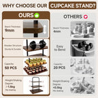 Cupcake Stand, 3 Tier Large Wood Cupcake Stand for 50 Cupcakes - Image 4