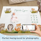 Personalized Baby Milestone Blanket for Boys Girls Baby Month Blanket- First Year Calendar Monthly Growth Chart - Animal Theme Halloween Birthday Gifts for Infant Todder - Image 2