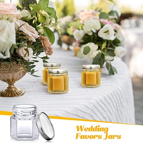 Nuogo 100 Pack 1.5oz Mini Hexagon Glass Jars Bulk Honey Jars, Silver - Image 4