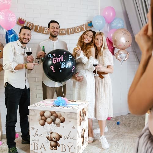 AmazingSpark 28in Giant Gender Reveal Gift Box Kit, Neutral Bear - Image 5