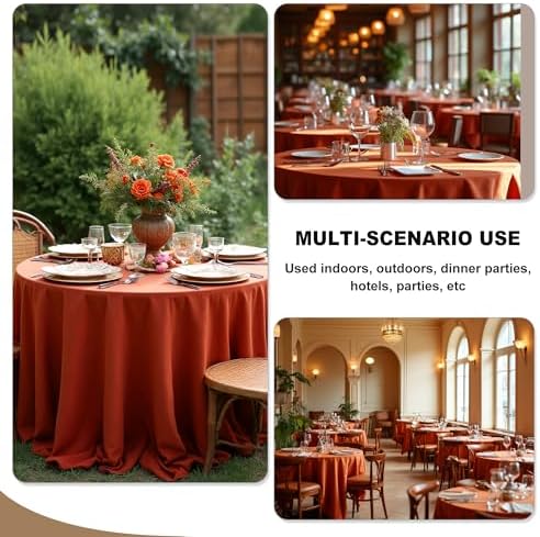 Fitable 6 Pack Rust Tablecloths 70 Inch Round for 36"-48" Tables - Image 5