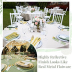 Lasnten 50 Pcs Pre-rolled Gold Plastic Silverware Set, Sage Green - Image 5