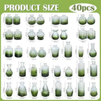 17Pack Glass Bud Vases in Bulk Dark Green Small Mini Vase for Flowers - Image 6