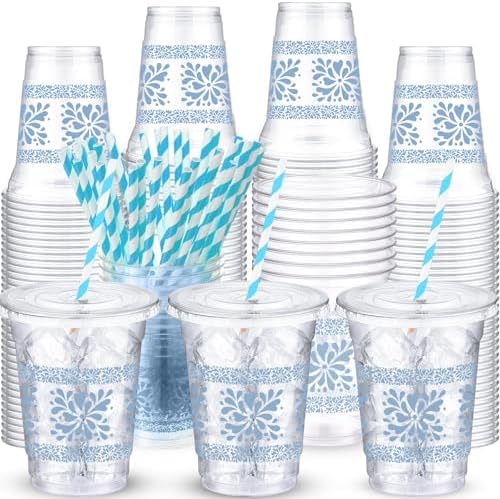 Jingmore 50 Pack 12 oz Cielito Lindo Plastic Cups, Classic, Lake Blue by Jingmore