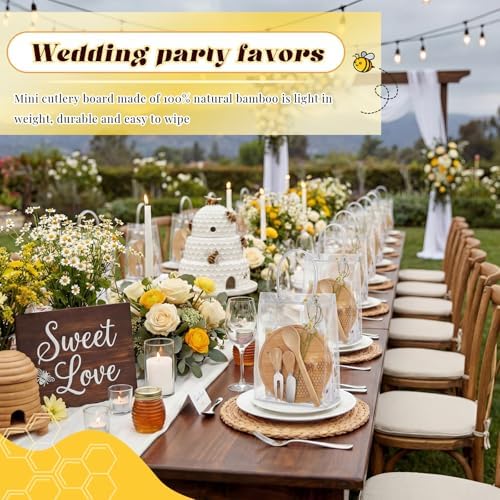 Nuenen 4 Sets Baby Shower Game Prizes Bee Mini Charcuterie Board, Round - Image 6