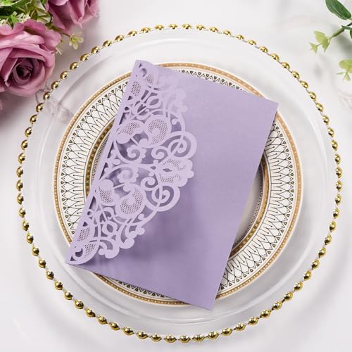50pcs Purple Wedding Invitaion Blank Personalized Quinceanera Invitations - Image 2