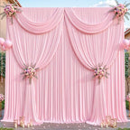 24ftx10ft Wrinkle Free Pink Backdrop Curtain - 10 Feet Photography Backdrop Drapes, Silky Polyester Back Drop Cloth for Wedding Baby Shower Balloon Arch Background by Unknown