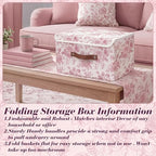 2 Pack Pink Floral Storage Bin with Lids, 15x10x10 Inch - Image 4