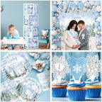 Winter Baby Shower Decorations, Blue Baby It's Cold Outside Decor with Plates Napkins Tablecloth Balloon Cake Topper, Winter Wonderland Baby Shower Party Supplies for Boy - Image 5