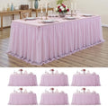 Pink Tulle Tablecloth for 6 Ft Rectangle Tables 6-Pack, Ideal for Weddings by PartyVillage