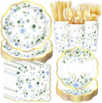 400 Pcs Sage Green Plate and Napkin Party Supplies, Blue, Chic by Sunnychicc