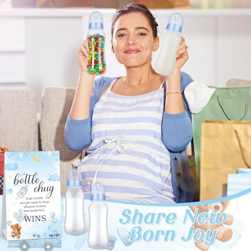 Trelaco 12 Pcs Baby Shower Bottle Chug Game, Bear, Blue - Image 5