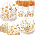 Pickmesh 400 Pcs Fall Floral Plates and Napkins Set for 50 Guests by Pickmesh