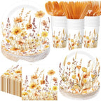 Pickmesh 400 Pcs Fall Floral Plates and Napkins Set for 50 Guests by Pickmesh