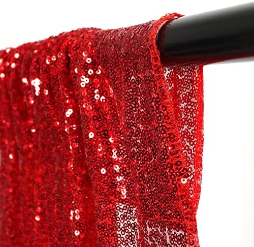 Poise3EHome Red Sequin Backdrop Curtains,4 Panels 2FTx8FT Glitter Background for Party Birthday Party Baby Shower Wedding Christmas Thanksgiving Holiday Festival Decor - Image 6