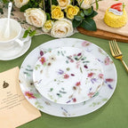 LIYH 32Pcs Pink Floral Heavy Duty Plastic Plates Set for Wedding Party - Image 7