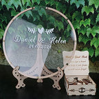 Wedding Guest Book Alternative with Box and Small Hearts,Personalized Round Drop Guest Sign for Rustic Wedding Decorations,Anniversary and Birthday(style3, Circular) - Image 4