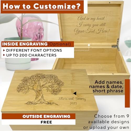 Personalized Tree of Life Box, Keepsake Box Engravable, Bamboo Wood - Image 3