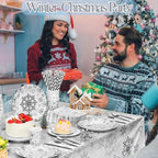 Funnymoom 452 Pcs Silver Winter Snowflake Party Supply 50 Plates Napkin Set - Image 4