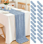 20 Pack Dusty Blue Cheesecloth Table Runner, 17x108 Inch Semi Sheer Boho Gauze Cheese Cloth Fabric Table Runners for Wedding Party Baby Shower Birthday Garden Farmhouse Table Decor by Yemosa