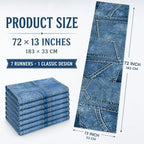 7Pcs 72 x 13'' Blue Jean Table Runners Blue Jean Baby Shower Decorations Denim Table Runner Tablecloth for Baby Shower Denim and Diamonds Engagement Wedding Birthday Dining Kitchen Decor (1 Design) - Image 2