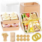 100 Pack Charcuterie Boxes with Clear Lids, 5.4 Inch Mini To Go Charcuterie Food Containers+200 Cocktail Picks+100 Lables, Disposable Paper Sandwich Bakery Dessert Boxes for Salads,Cookie by Unknown